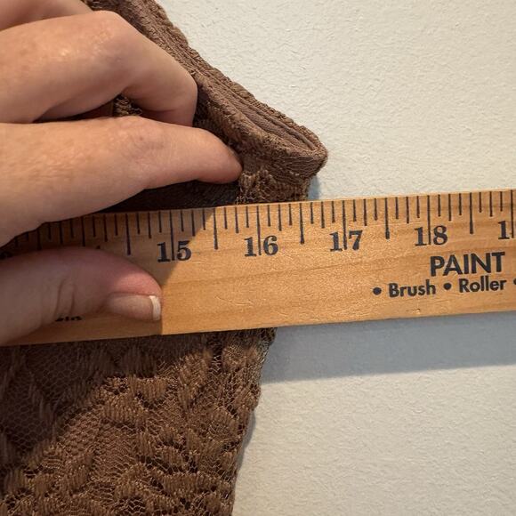 Bebe Dress Medium‎ Mocha Mousse Maxi Long Prom Lace Mesh Overlay Garden Fairy - Picture 13 of 16